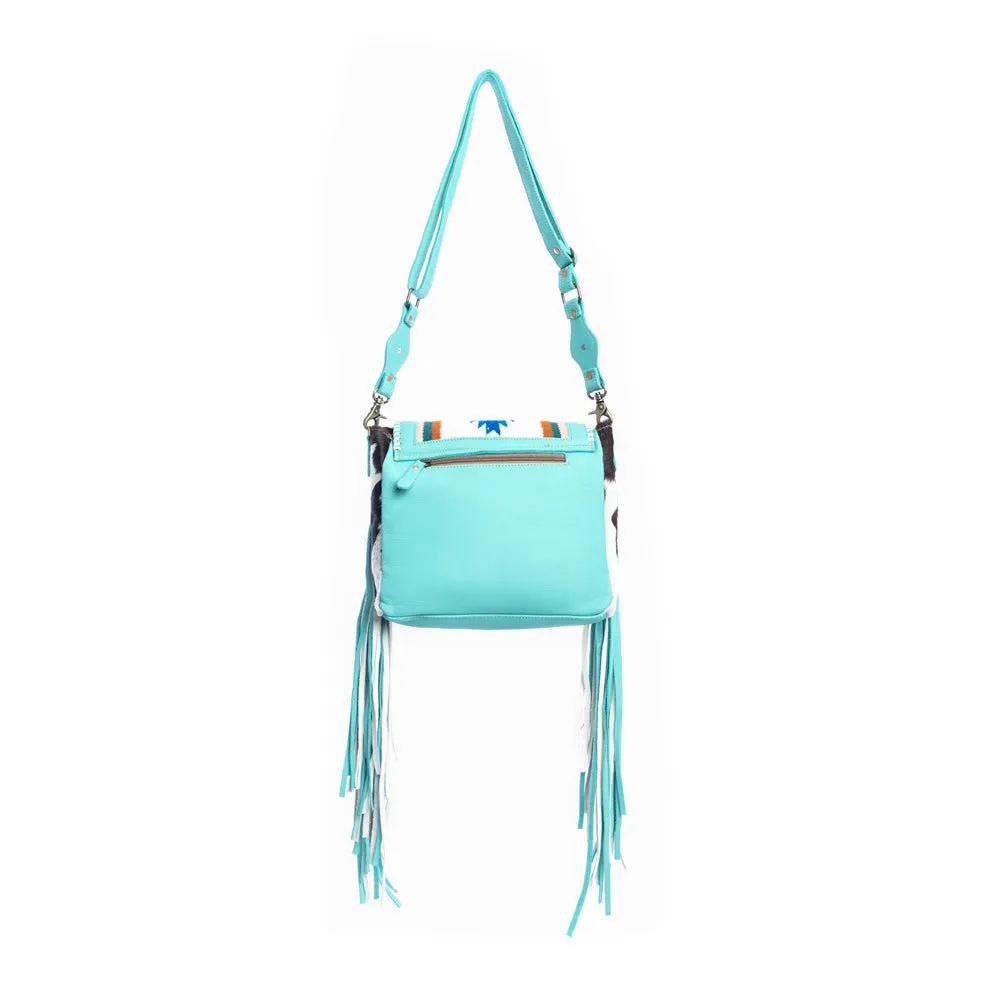 Zunia Leather & Hairon Bag in Turquoise sold by Myra Bag product image thumbnail 3