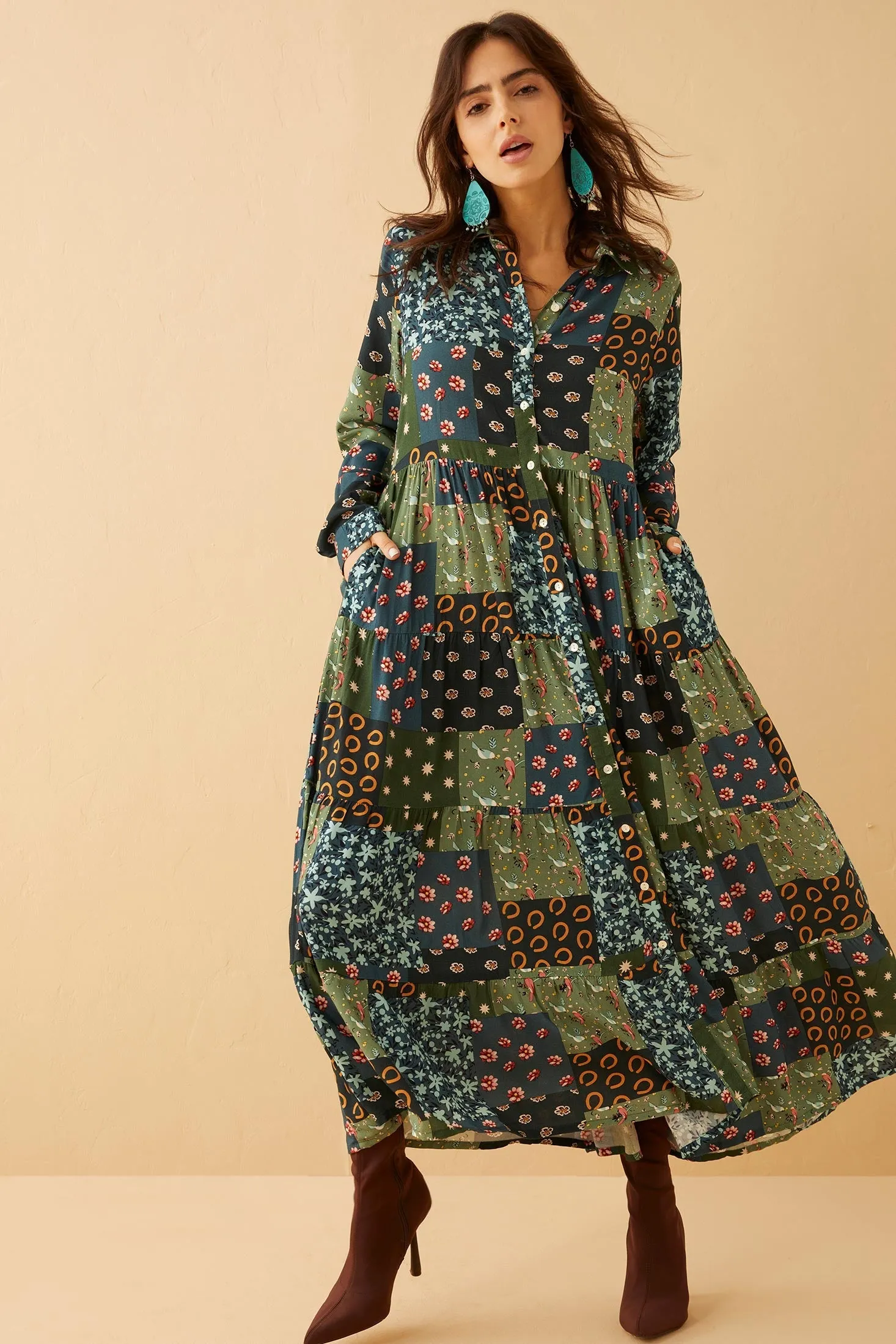 Julianna Colorblock Drop Waist Dress sold by Myra Bag