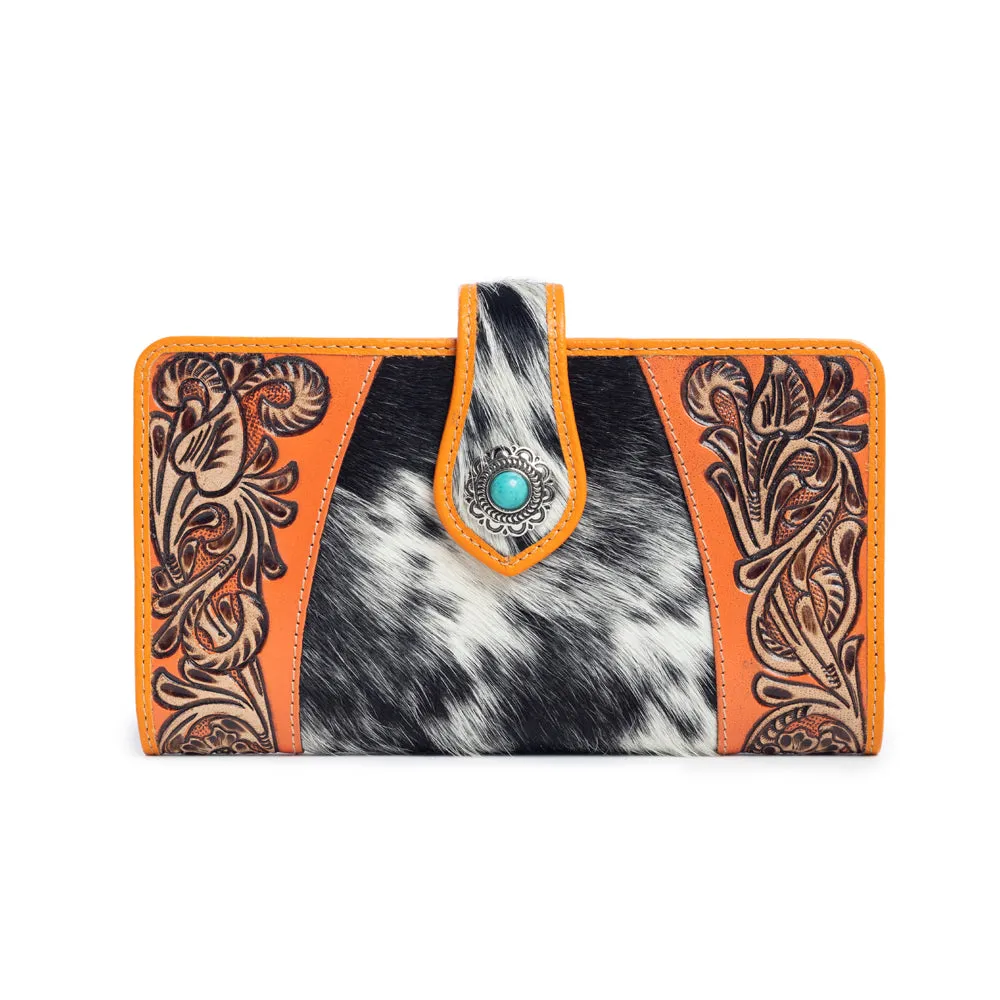Las Mijitas Wallet in Blaze Orange sold by Myra Bag