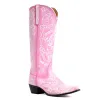 Valentina Trail Hand-tooled Boots in Pink sold by Myra Bag