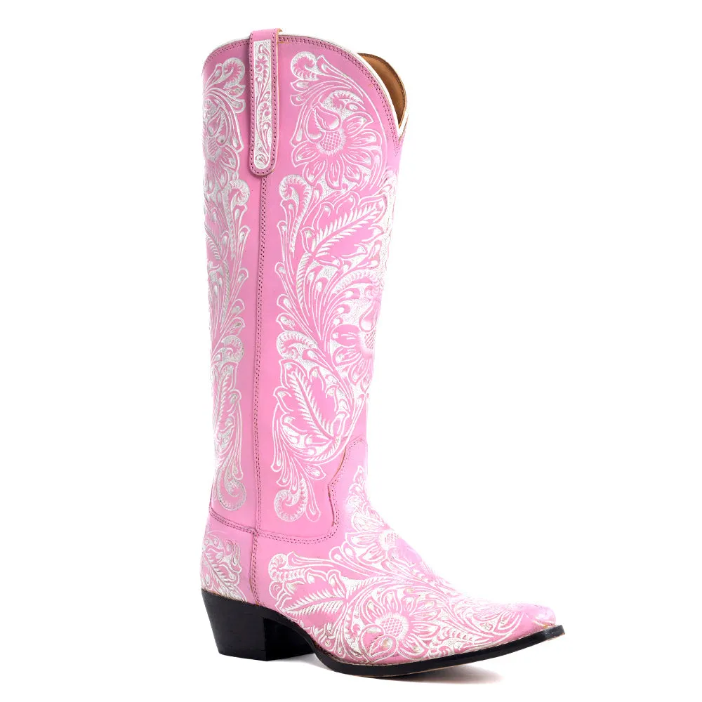 Valentina Trail Hand-tooled Boots in Pink sold by Myra Bag product image thumbnail 2