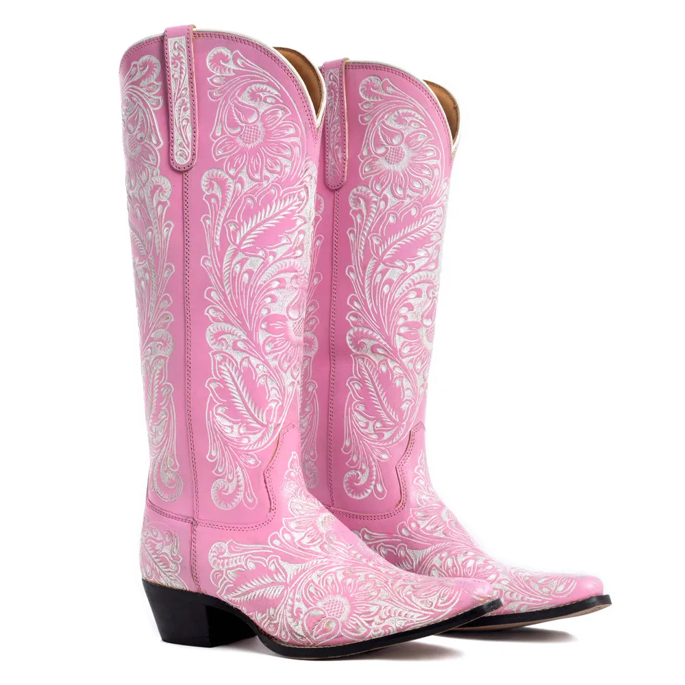 Valentina Trail Hand-tooled Boots in Pink sold by Myra Bag product image thumbnail 3