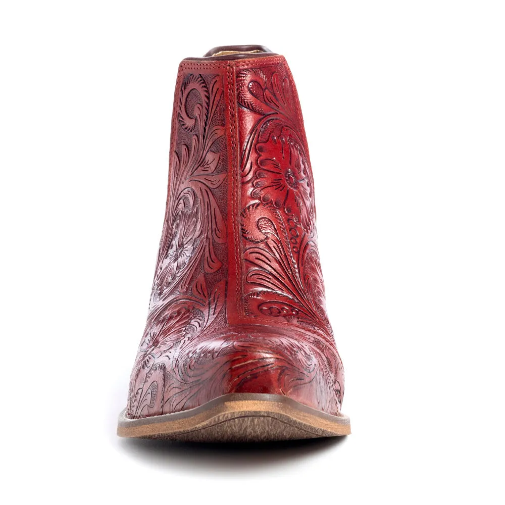 Western Moxie Hand-tooled Booties in Scarlet sold by Myra Bag product image thumbnail 4