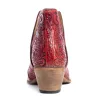 Western Moxie Hand-tooled Booties in Scarlet sold by Myra Bag