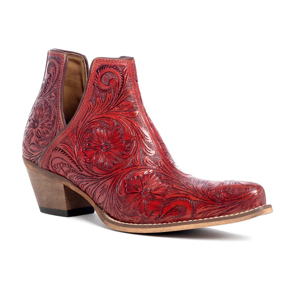 Western Moxie Hand-tooled Booties in Scarlet sold by Myra Bag product image thumbnail 2