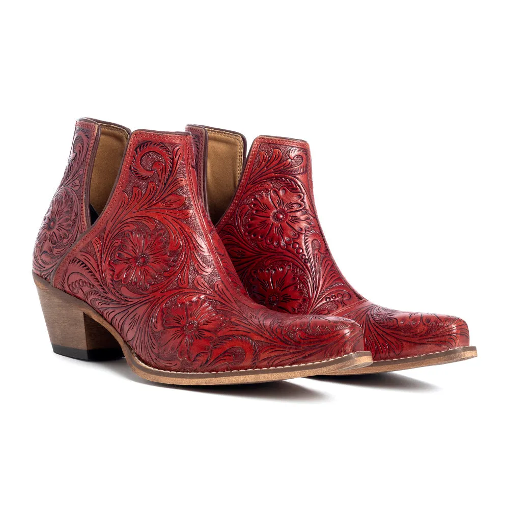 Western Moxie Hand-tooled Booties in Scarlet sold by Myra Bag product image thumbnail 3