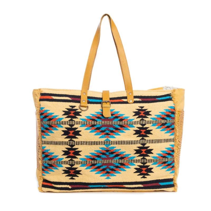 Angel Fire Weekender Bag in Sunrise Yellow sold by Myra Bag