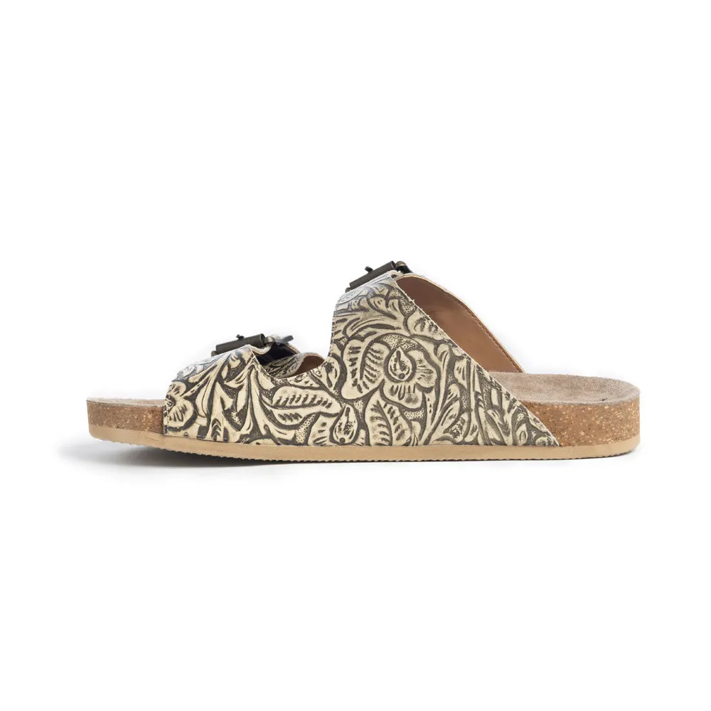 Rio Amarillo Beige Embosed Leather Sandals sold by Myra Bag product image thumbnail 3