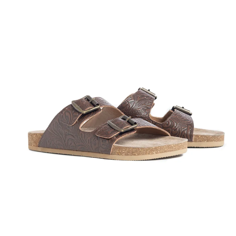 Cedarstone Brown Embossed Leather Sandals sold by Myra Bag product image thumbnail 4