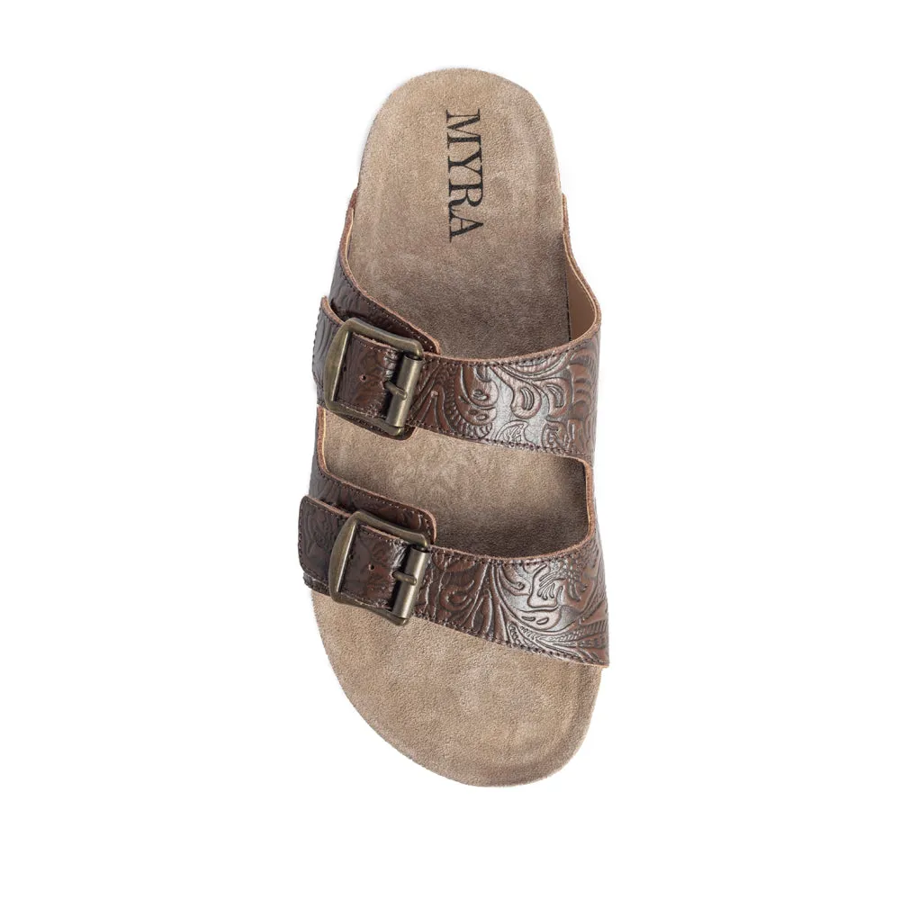Cedarstone Brown Embossed Leather Sandals sold by Myra Bag product image thumbnail 5