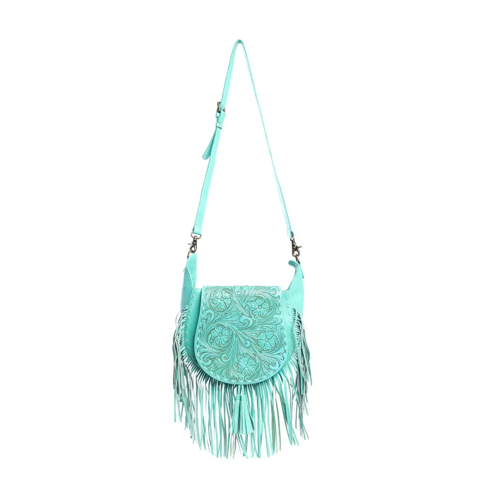 Moonwood Hand-Tooled Bag in Turquoise sold by Myra Bag product image thumbnail 2