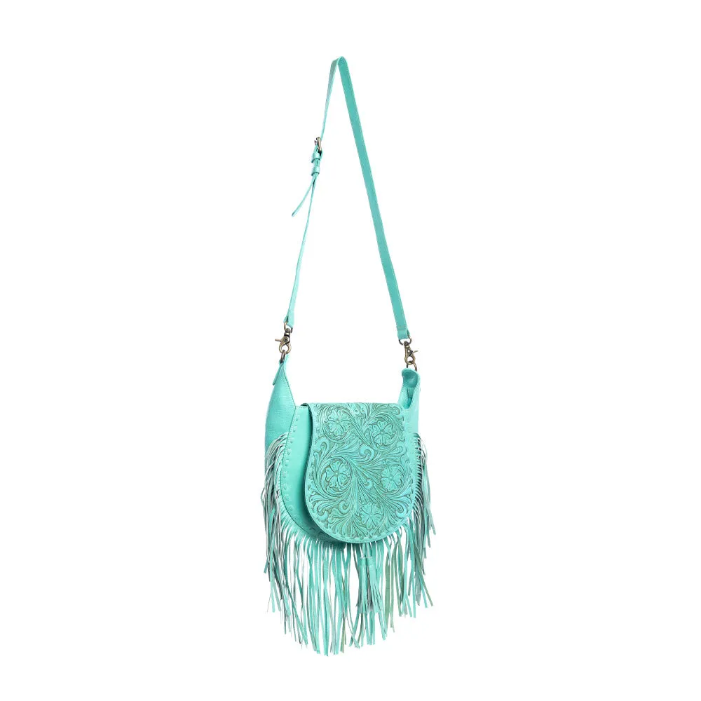 Moonwood Hand-Tooled Bag in Turquoise sold by Myra Bag product image thumbnail 3