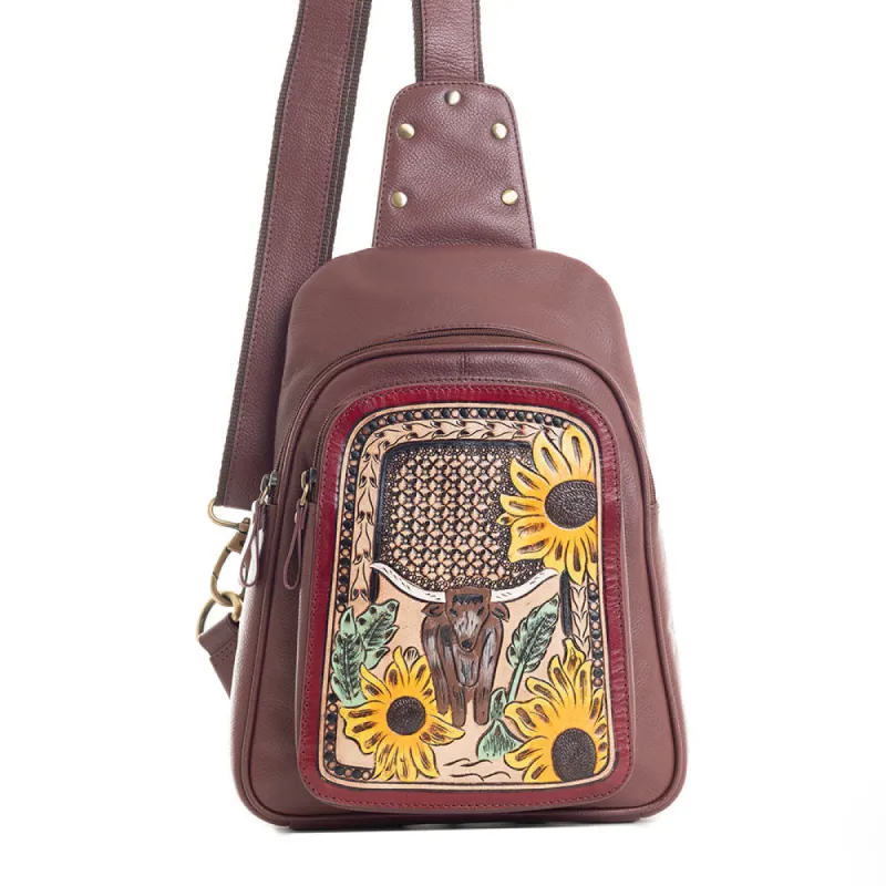 Sunflower Steer Sling Bag sold by Myra Bag