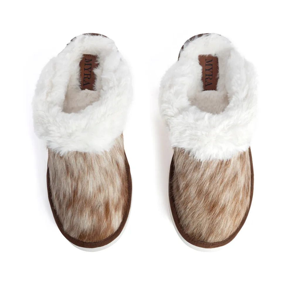 Alamosa Hair-on Hide Lined Slippers in Brown & White sold by Myra Bag product image thumbnail 2