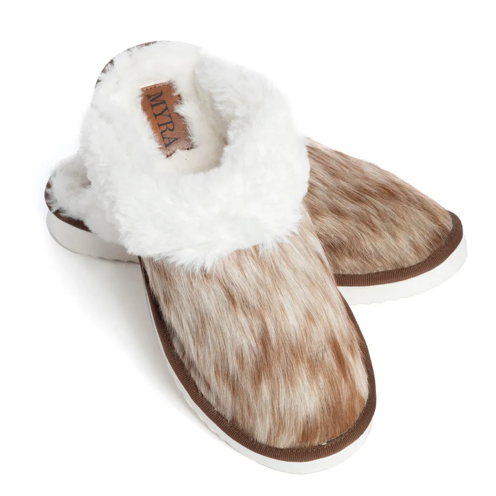 Alamosa Hair-on Hide Lined Slippers in Brown & White sold by Myra Bag product image thumbnail 3