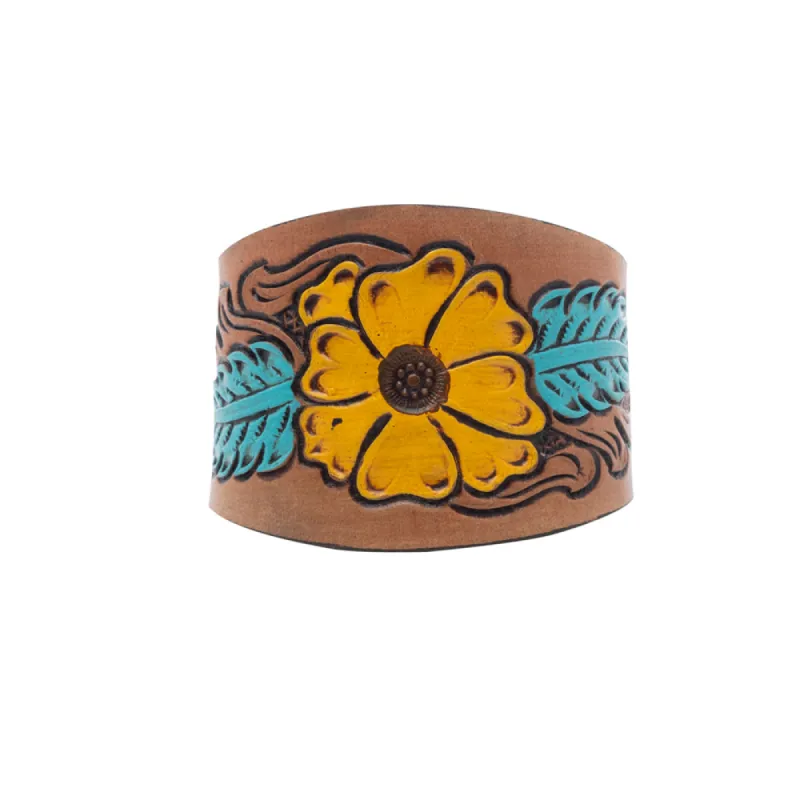 Be My Buttercup Leather Cuff Bracelet sold by Myra Bag