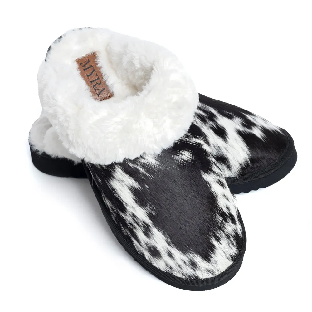 Alamosa Hair-on Hide Lined Slippers in Black & White sold by Myra Bag product image thumbnail 3
