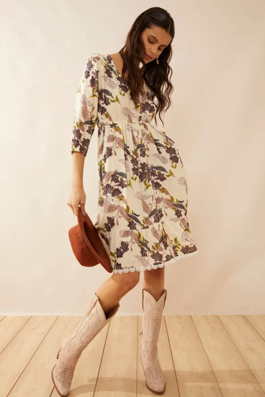 Gracie V-Neck Drop Waist Dress sold by Myra Bag