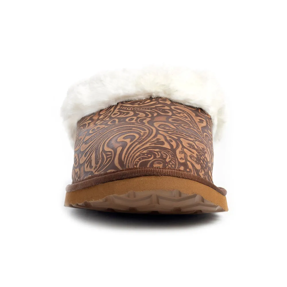 Classic Lined Brown Leather Slippers sold by Myra Bag product image thumbnail 4