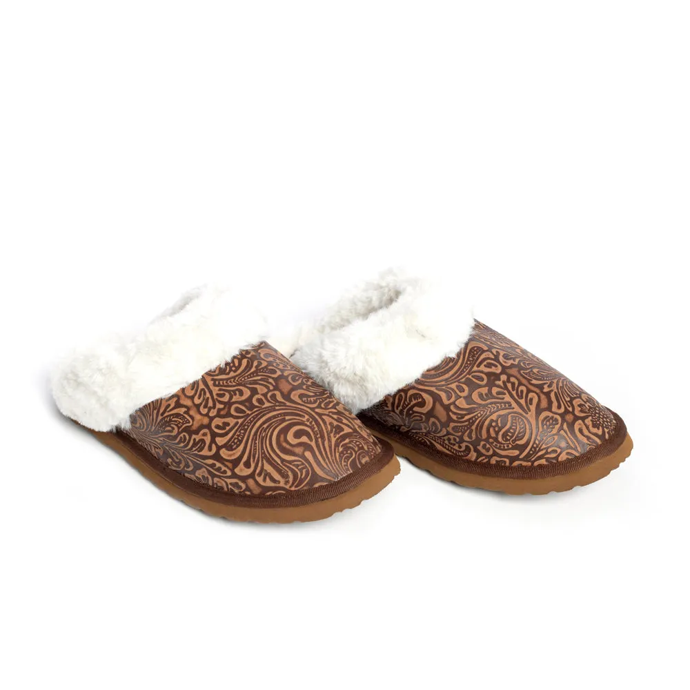 Classic Lined Brown Leather Slippers sold by Myra Bag product image thumbnail 2