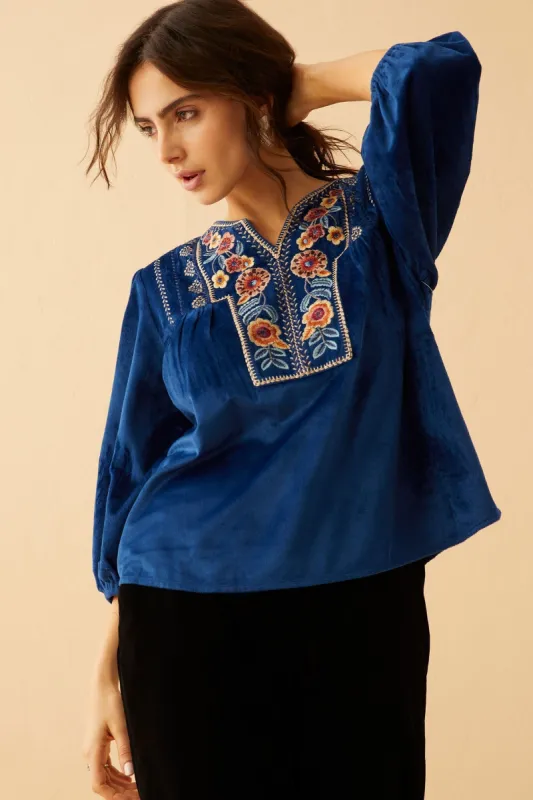 Juliana Azure Embroidered Top sold by Myra Bag