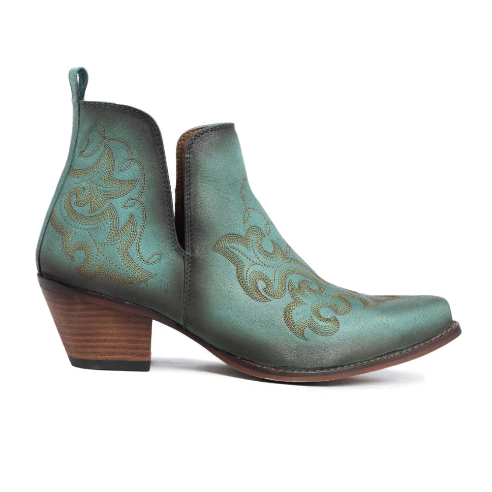 La Ponderosa Booties in Turquoise sold by Myra Bag