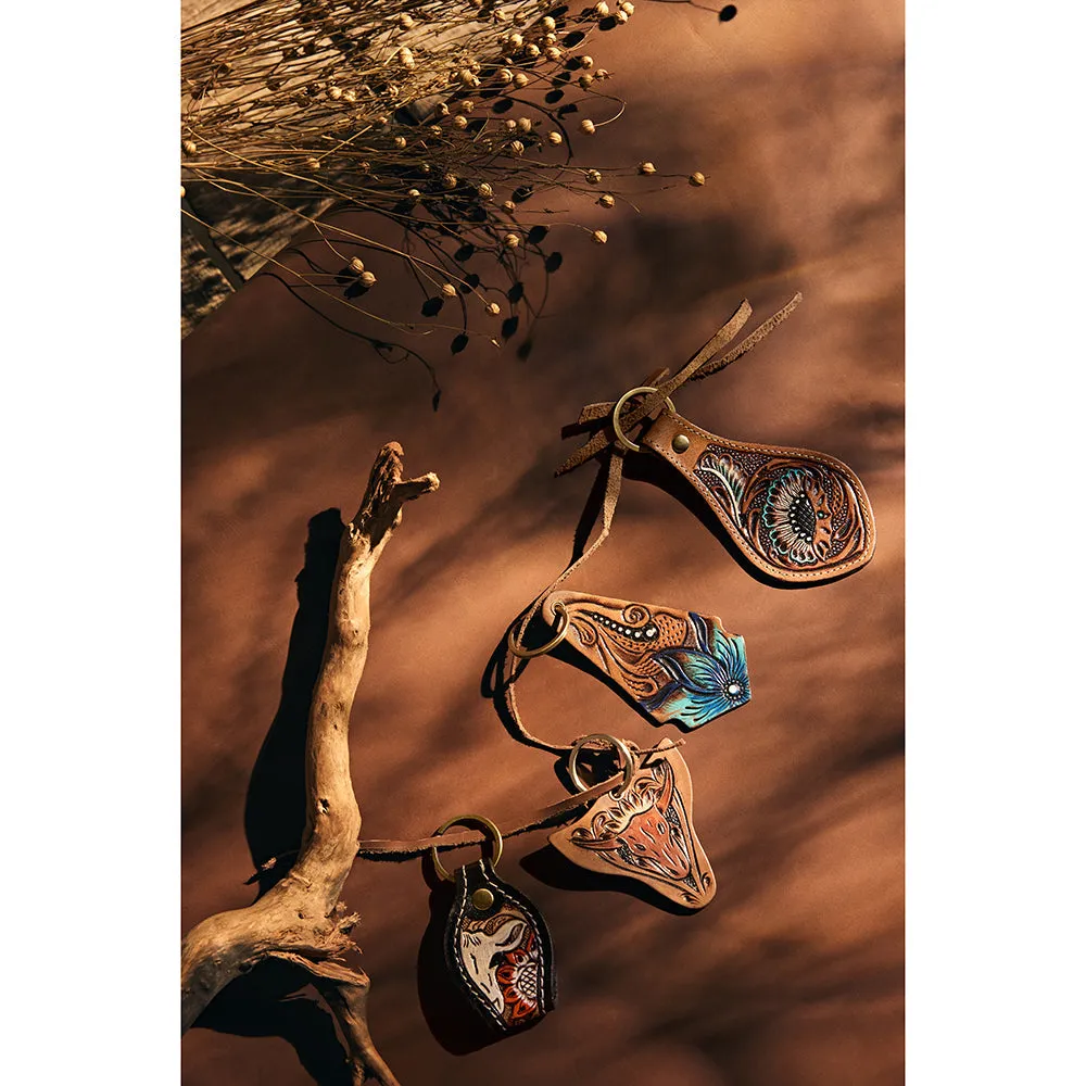 Hi There Hand-tooled Leather Key Fob sold by Myra Bag product image thumbnail 3