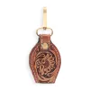 Sunset Red Hand-tooled Leather Key Fob sold by Myra Bag