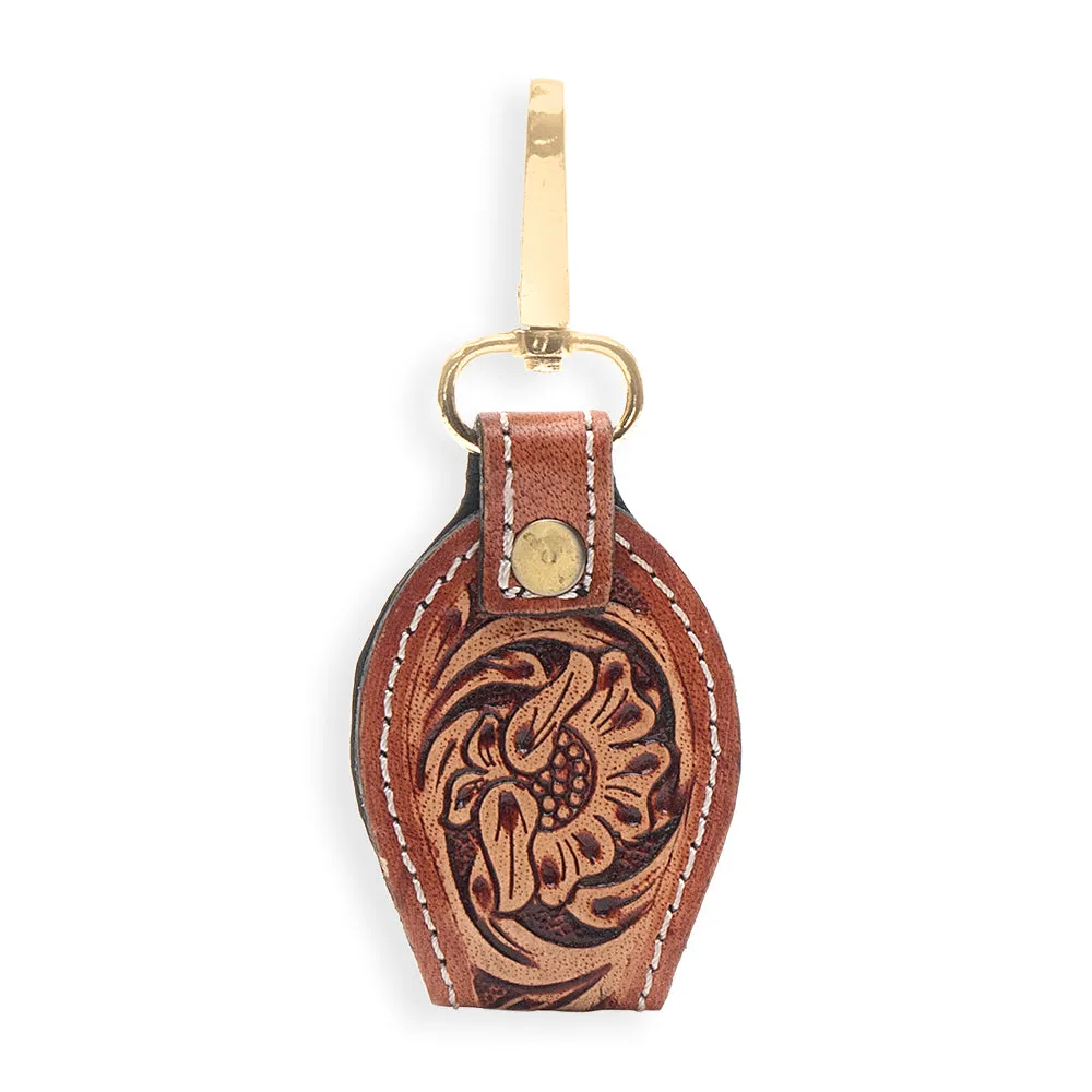 Sunset Red Hand-tooled Leather Key Fob sold by Myra Bag product image thumbnail 2