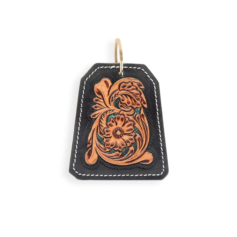 Salty Hill Hand-tooled Leather Key Fob sold by Myra Bag