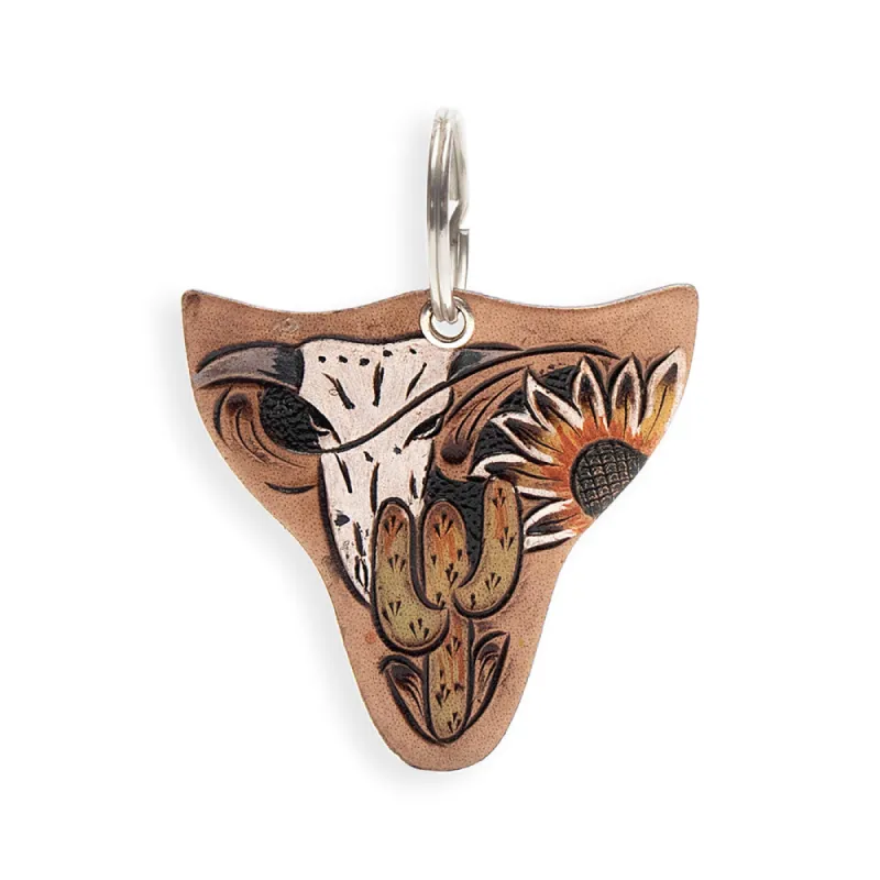 Dusty Winds Hand-tooled Leather Key Fob sold by Myra Bag