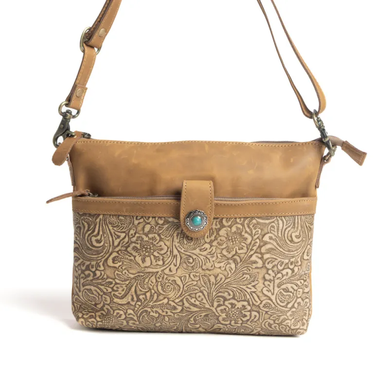 Fennington Leather Bag in Caramel sold by Myra Bag