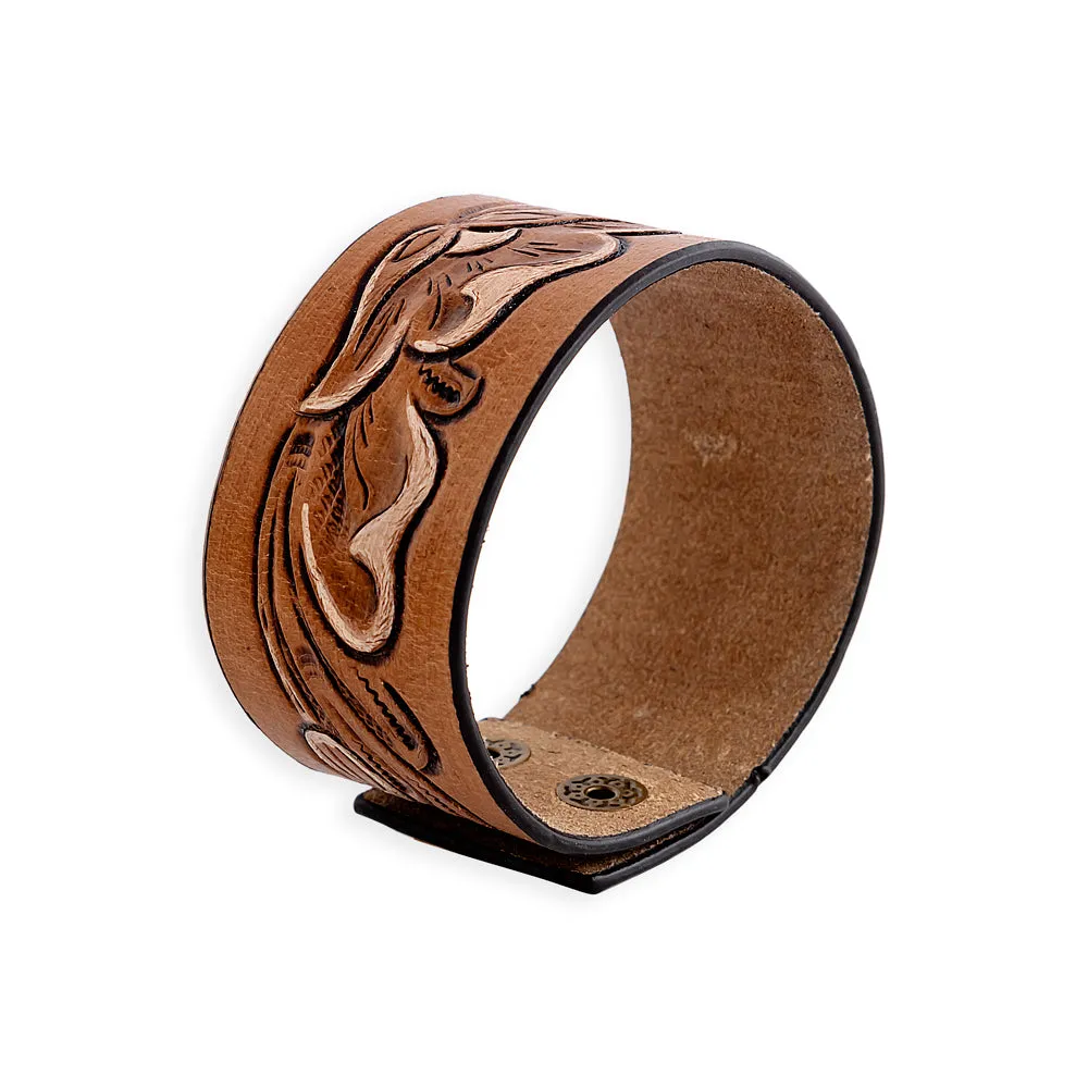 Lyric Ridge Leather Cuff Bracelet sold by Myra Bag product image thumbnail 4