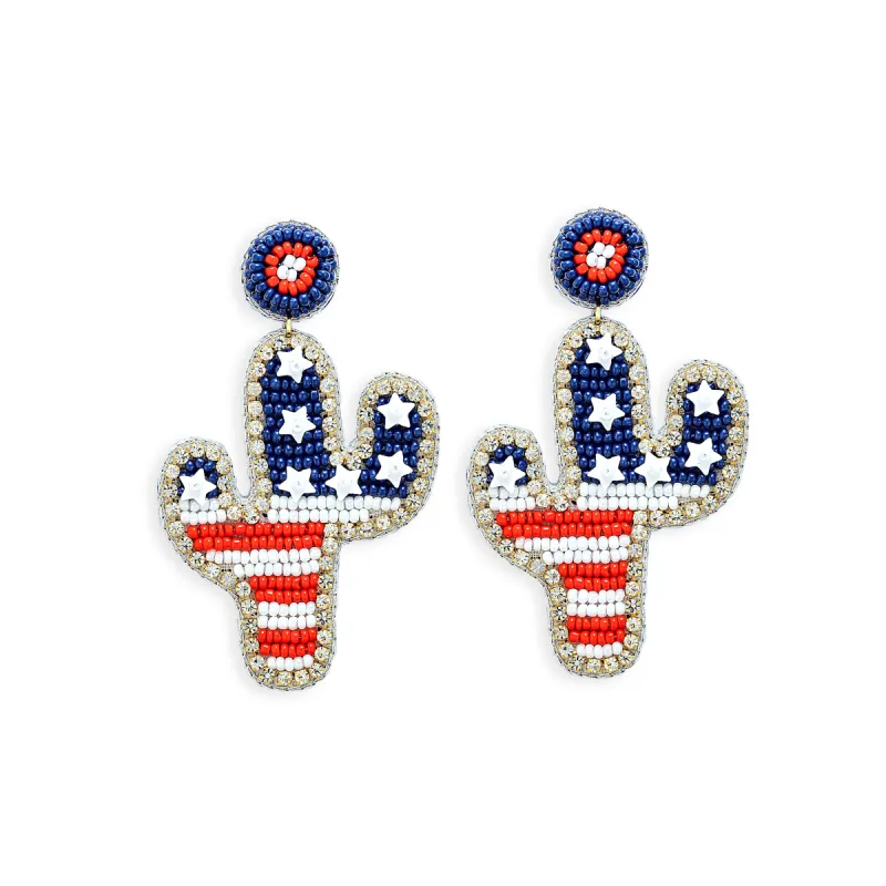 Spangled Cactus Beaded Earrings sold by Myra Bag