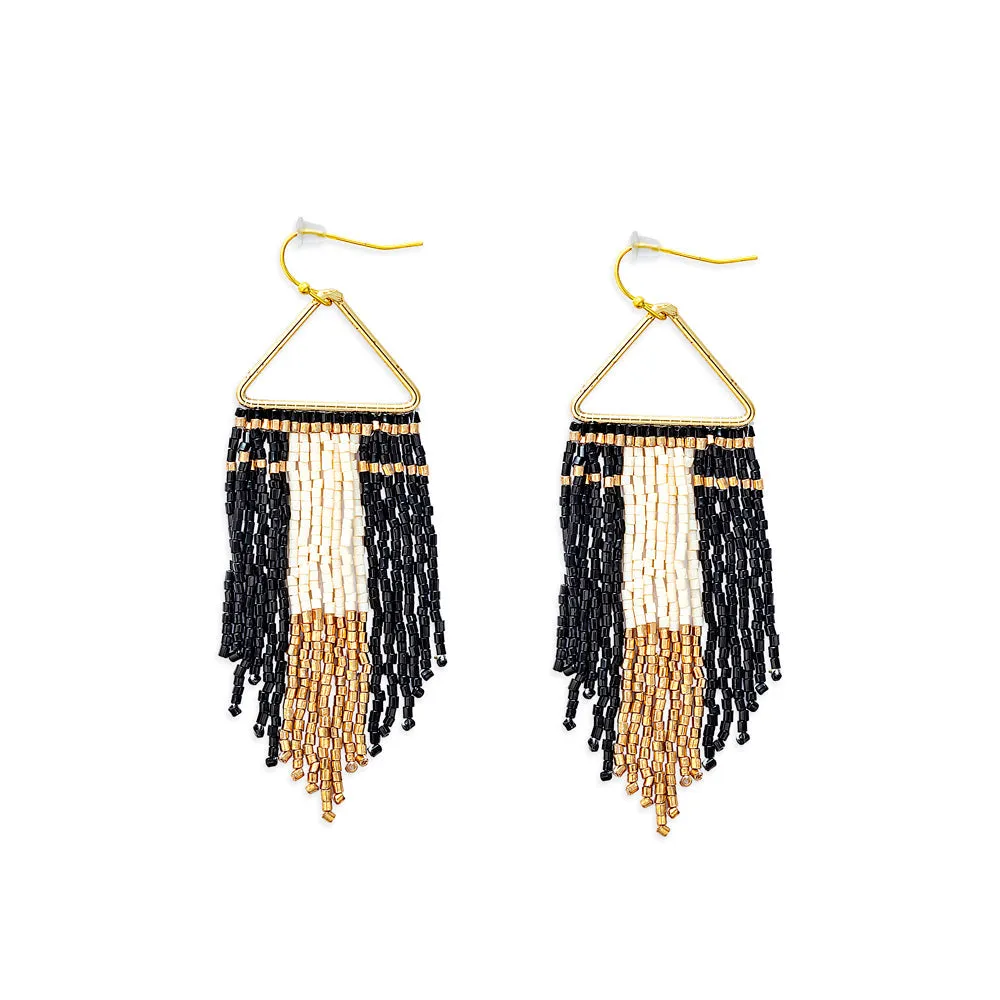 Horizon Sight Beaded Earrings In Ebony sold by Myra Bag
