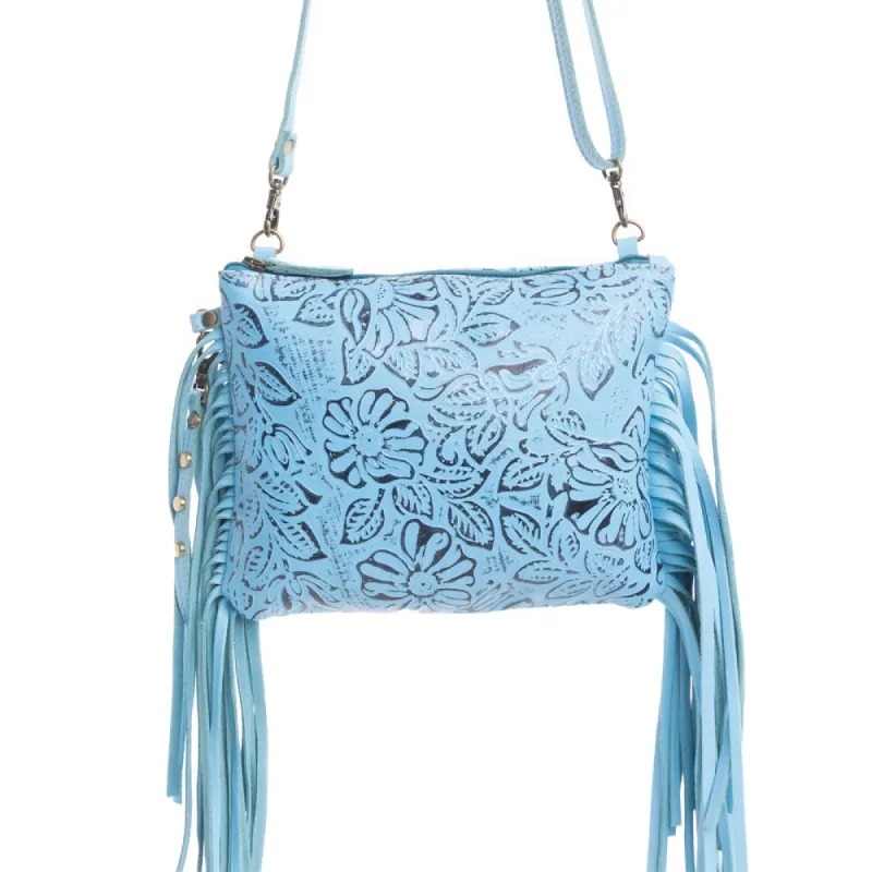 Fennington Leather Bag in Sky Blue sold by Myra Bag