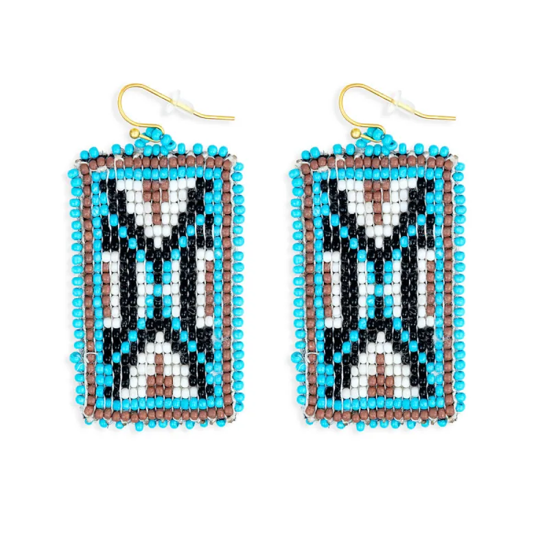 Protection Sheild Beaded Earring In Turquoise sold by Myra Bag