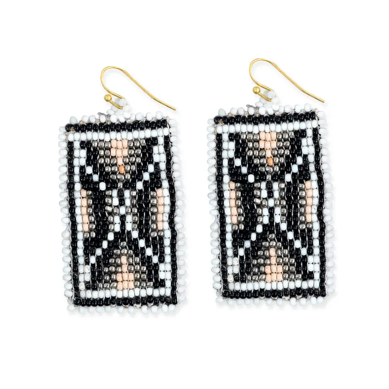 Protection Sheild Beaded Earring In Ebony sold by Myra Bag