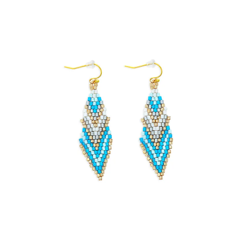 Mother's Shawl Beaded Earrings In Blue sold by Myra Bag