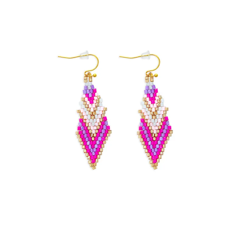 Mother's Shawl Beaded Earrings In Pink sold by Myra Bag