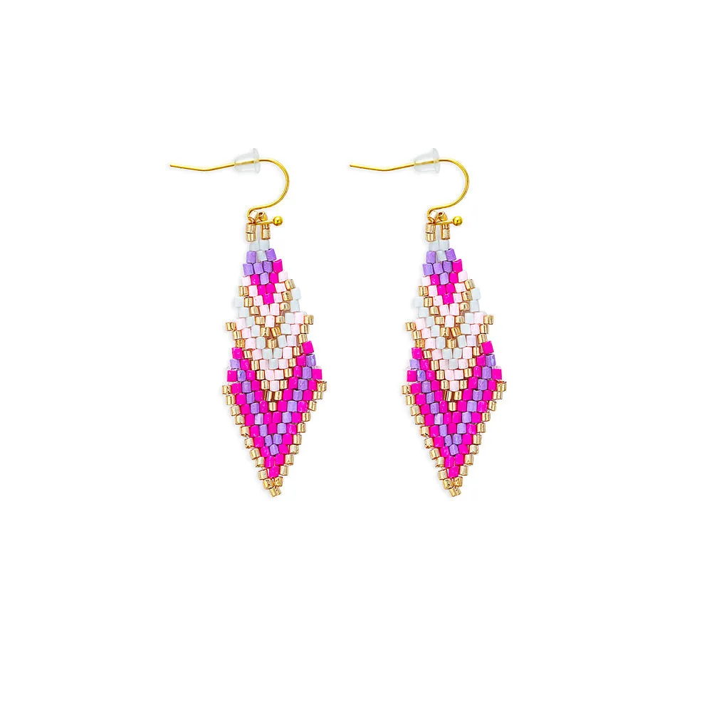 Mother's Shawl Beaded Earrings In Pink sold by Myra Bag