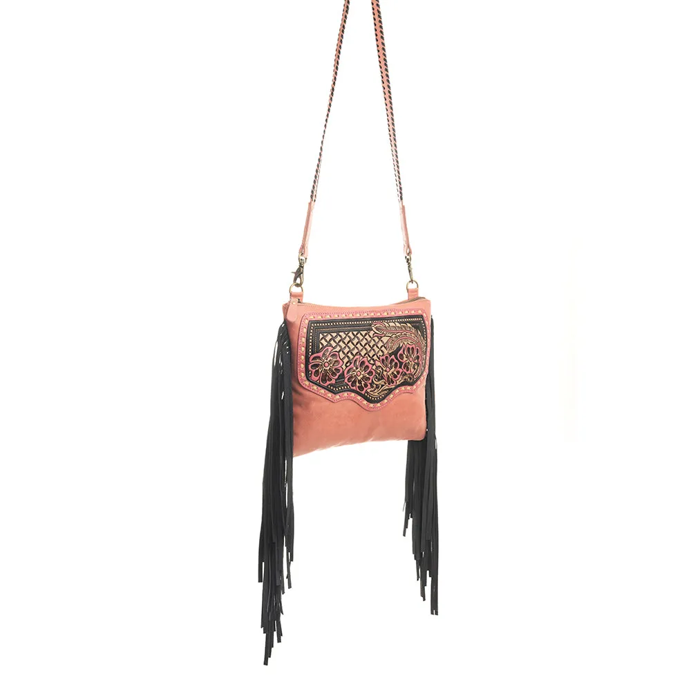 Millstone Fringed Hand-Tooled Bag in Pink sold by Myra Bag product image thumbnail 4