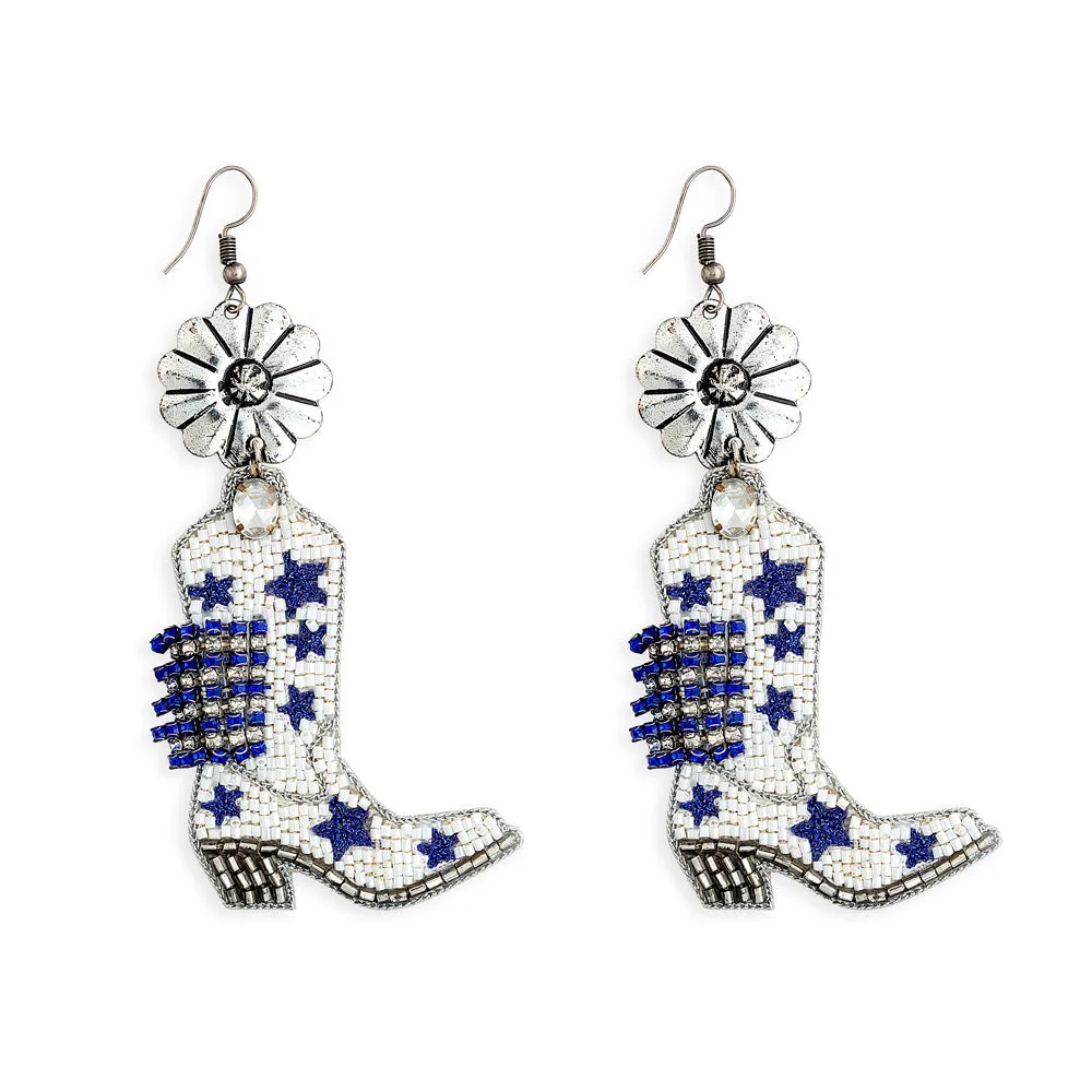 Stars & Bars Beaded Boot Earrings sold by Myra Bag