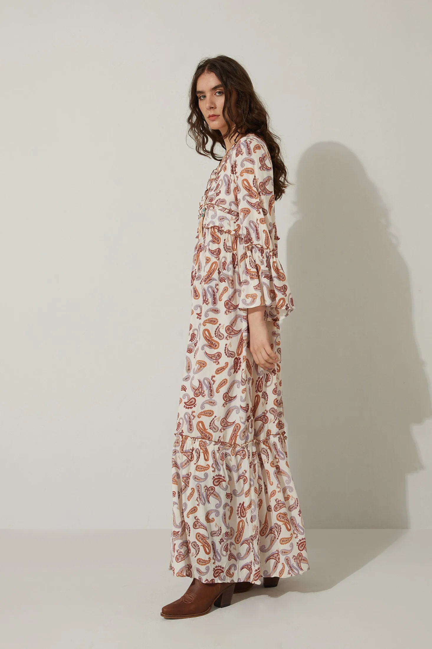 Bohera Carrington V-Neck Full Length Paisley Dress sold by Myra Bag product image thumbnail 2