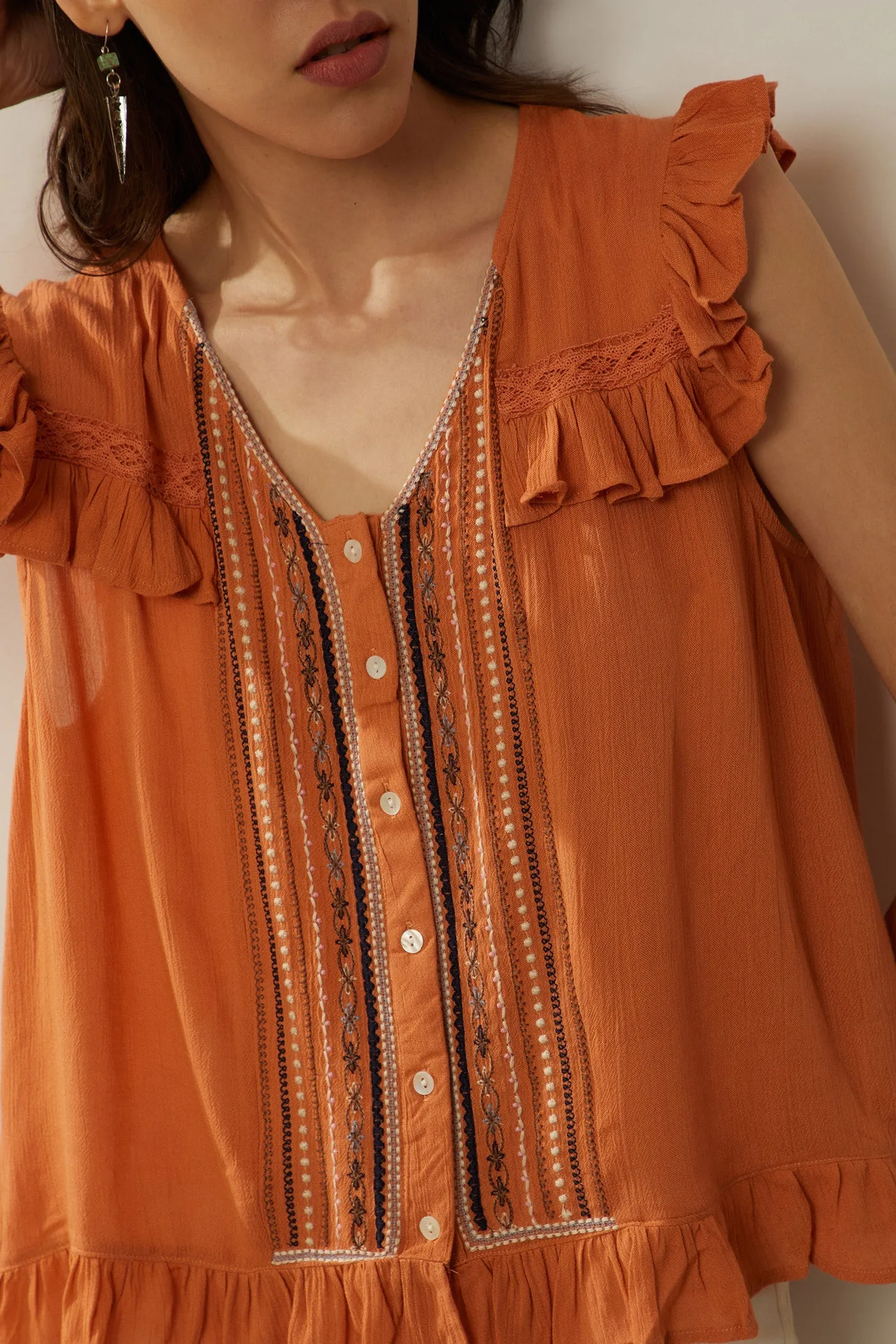 Bohera Audrey Anne Embroidered Frilled Top sold by Myra Bag product image thumbnail 5