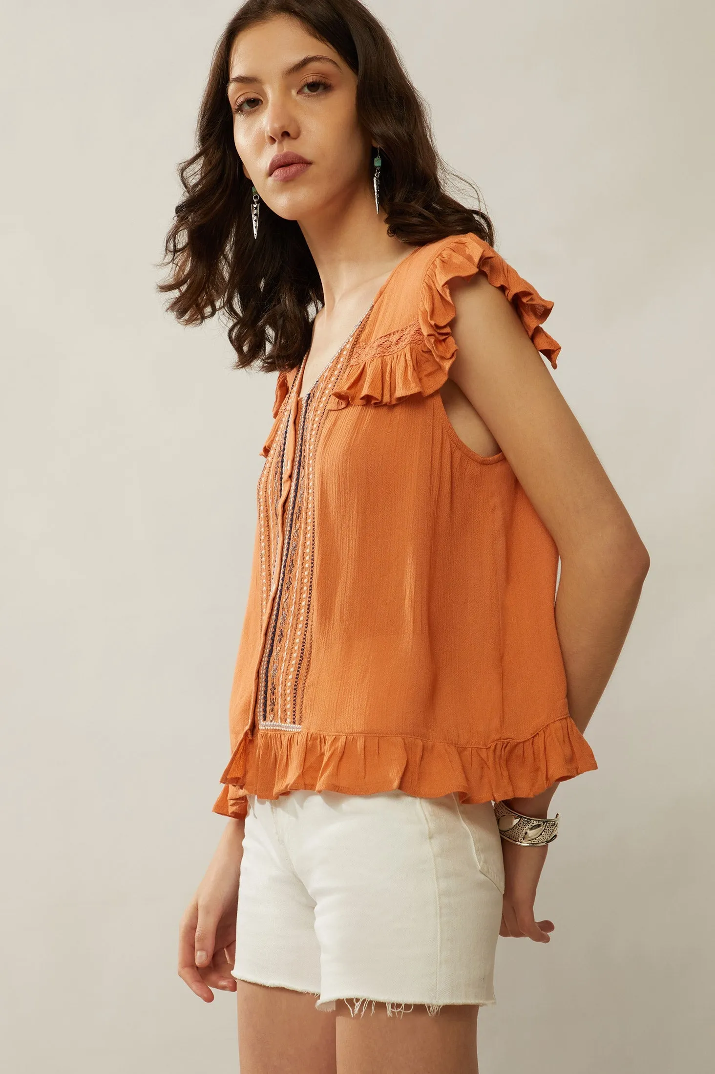 Bohera Audrey Anne Embroidered Frilled Top sold by Myra Bag product image thumbnail 2