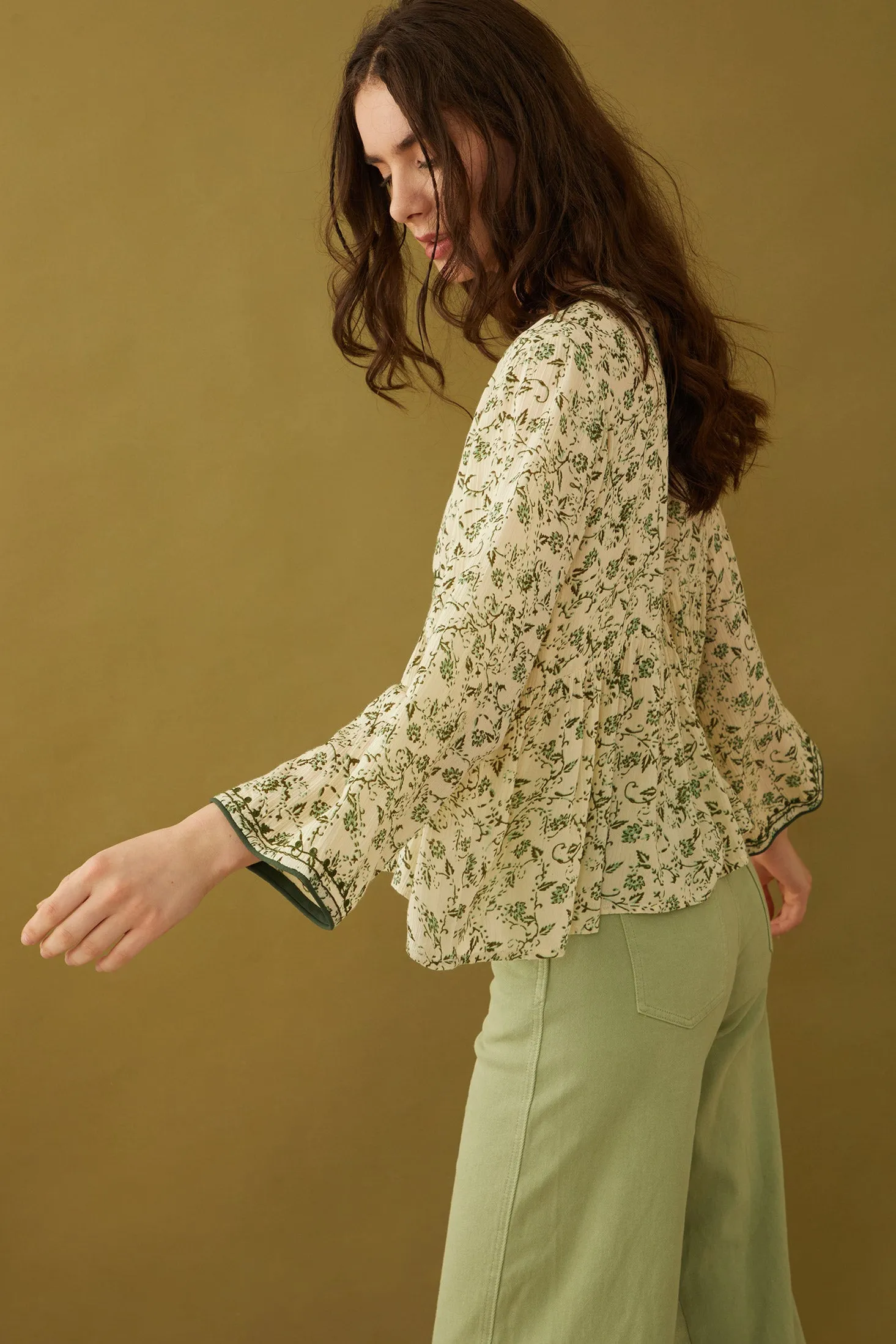 Floral Petals V-Neck Tassled Blouse sold by Myra Bag product image thumbnail 2