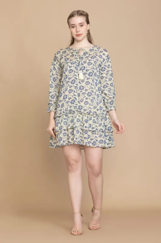 Bohera Arial Floral Ruffle Tiered Dress sold by Myra Bag