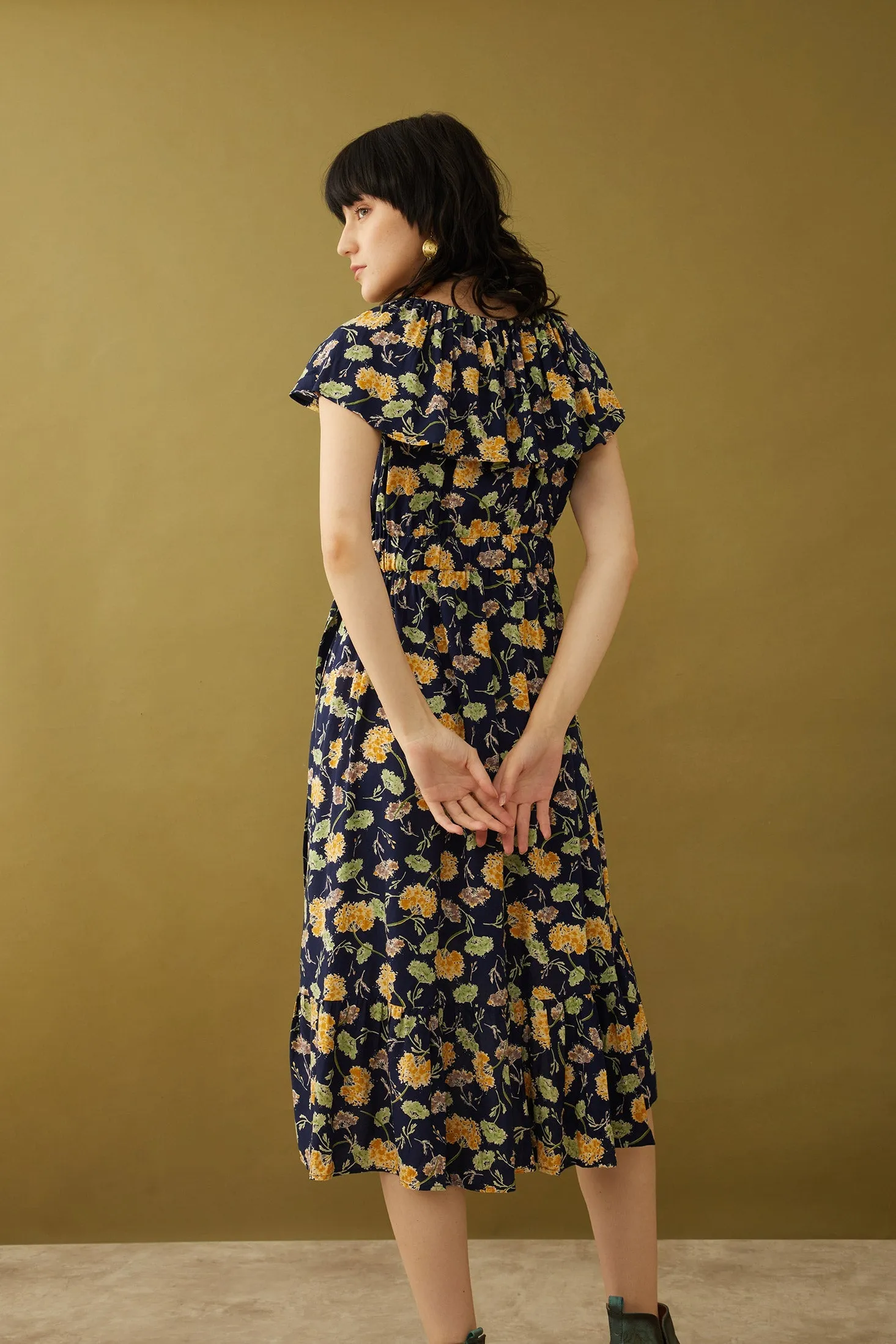 Bohera Marjorie Mellum Wrap-Over Floral Print Dress sold by Myra Bag product image thumbnail 4