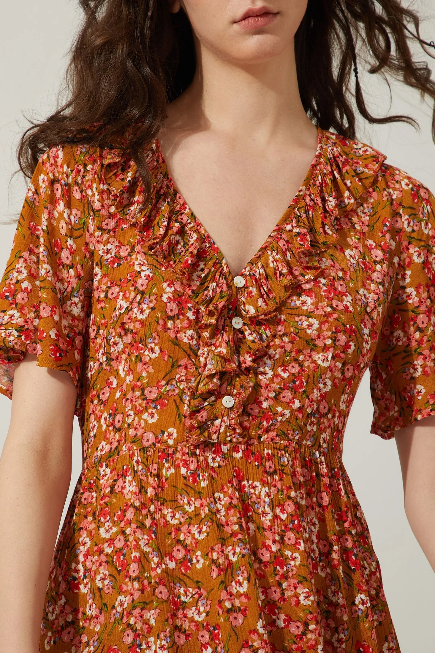 Bohera Bernadette Floral Neck Ruffle Dress sold by Myra Bag product image thumbnail 5